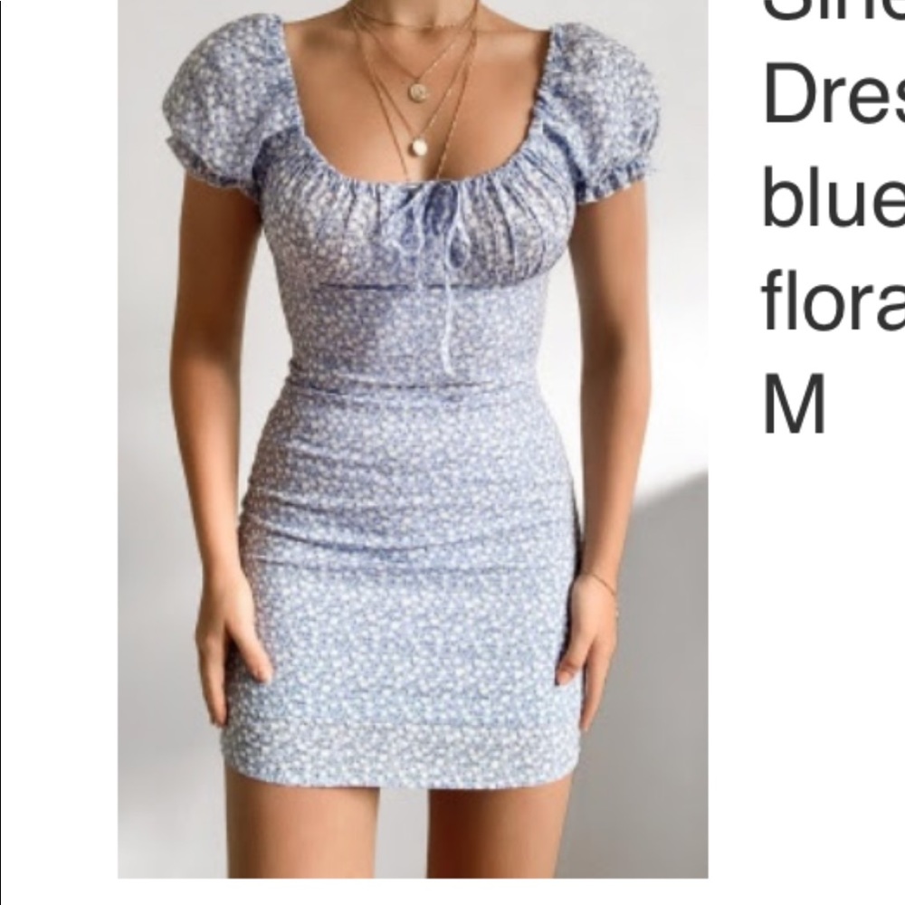 puff sleeve floral blue showpo sinead mini dress